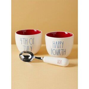 Rae Dunn Artisan Collection Ice Cream Scoop & Bowls Set